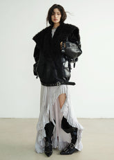 Dark Genderless PU Leather Lapel Jacket